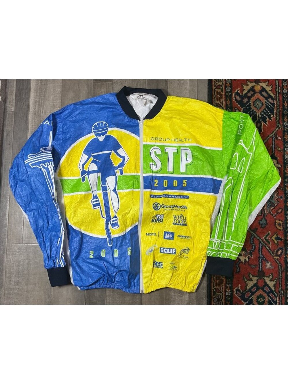 VTG Seattle To Portland 2005 Leslie Jordan Cycling Jacket Whole Foods Large Bike